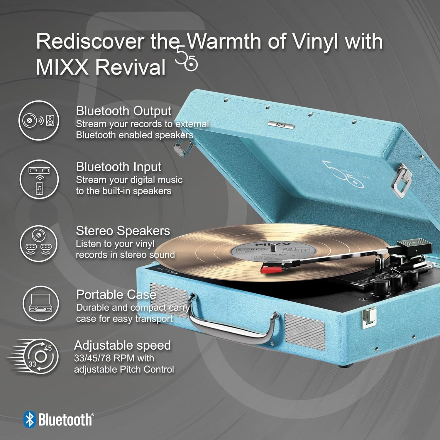 MIXX Revival 65 Vinyl Record Player Keeps Music History Alive 
