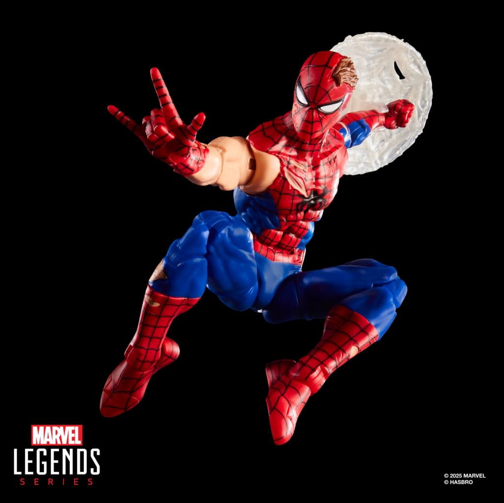 Figurine Spider-Man Marvel Legends Endommagée Au Combat Avec Carte Magic : The Gathering Exclusive