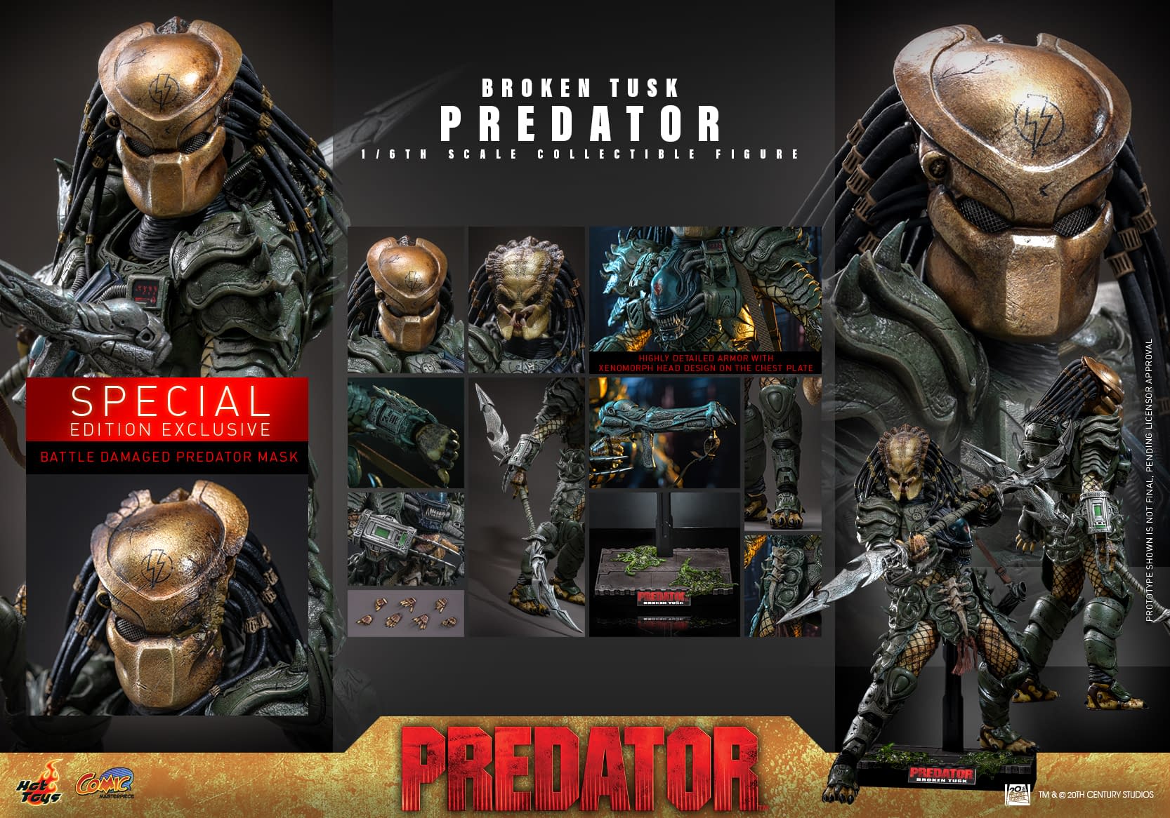 Hot Toys Debuts New Aliens Vs. Predator Broken Tusk 1/6 Scale Figure 