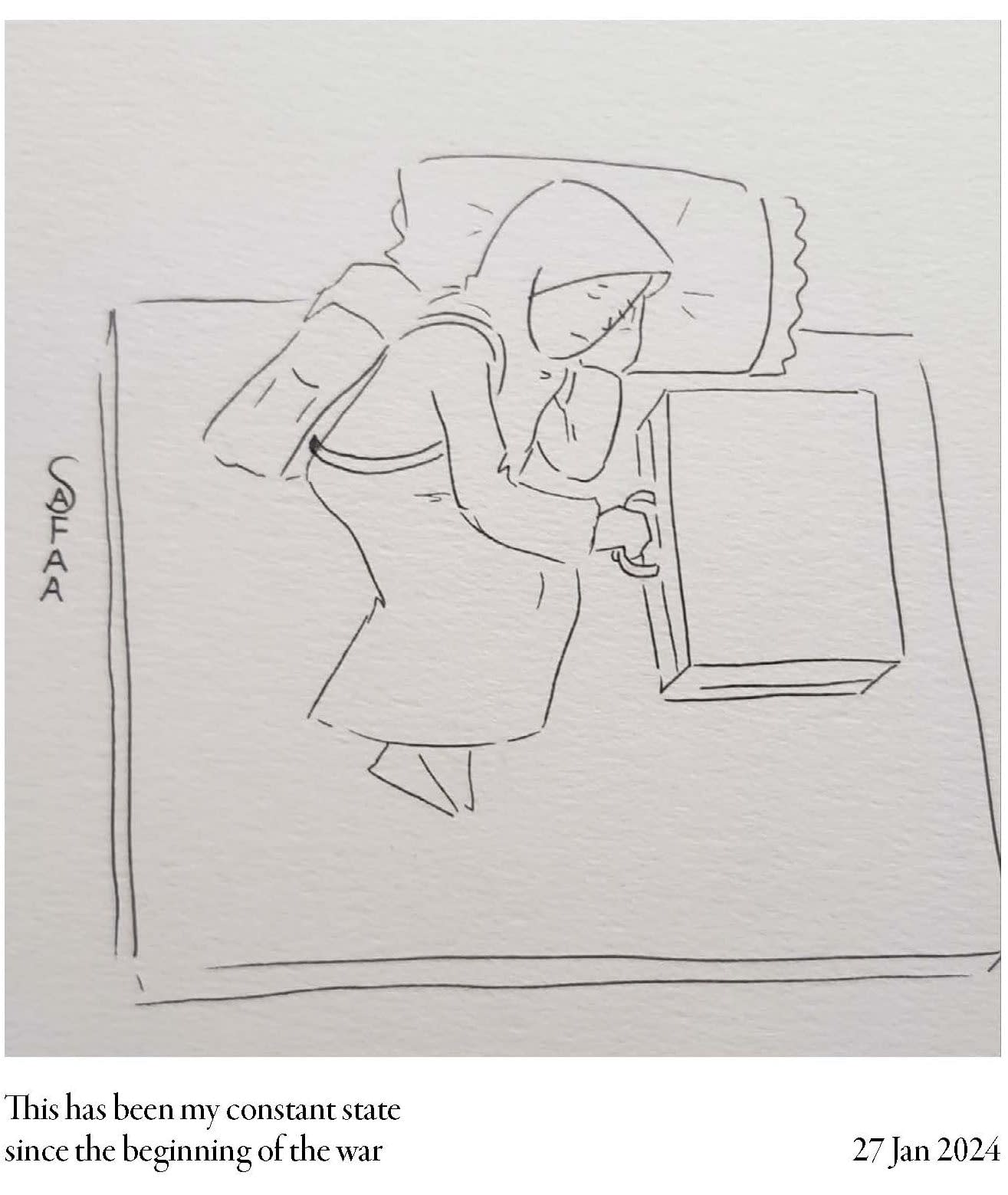 Safaa Odah Wins Award For Her Cartoons, Some Drawn On Her Tent In Gaza