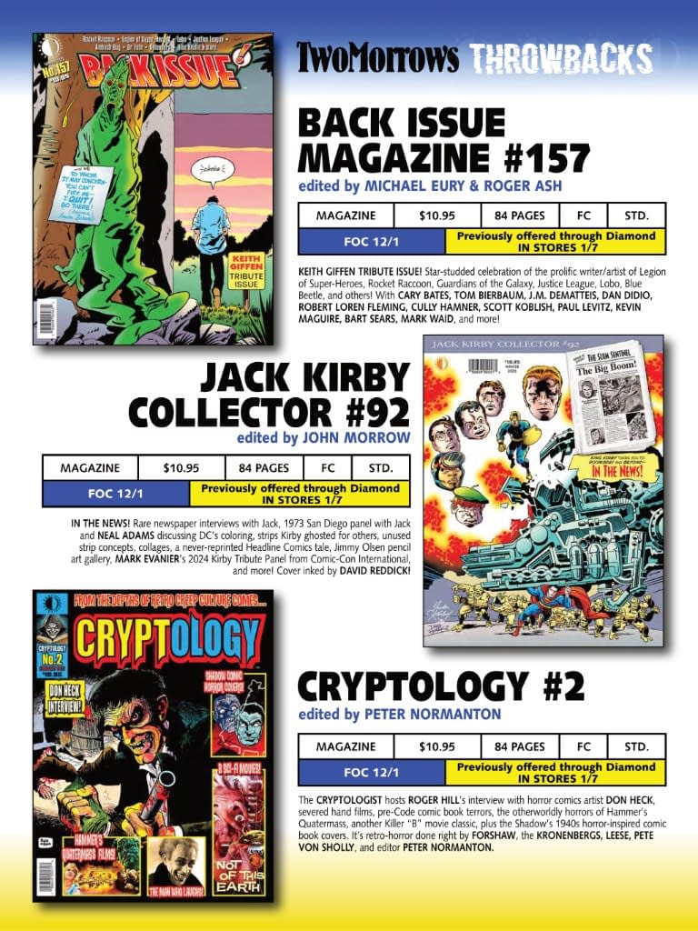 TwoMorrows January 2025 Full Solicits And Solicitations