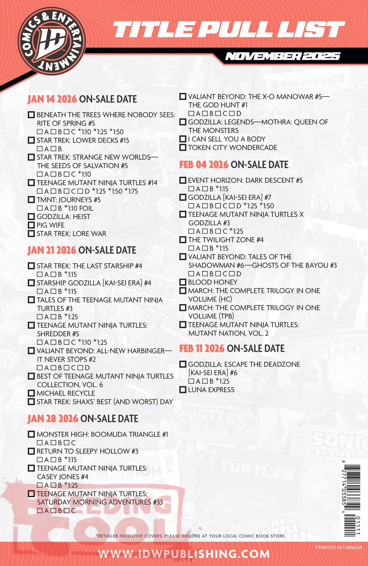 IDW Full January 2026 Solicits And Solicitations