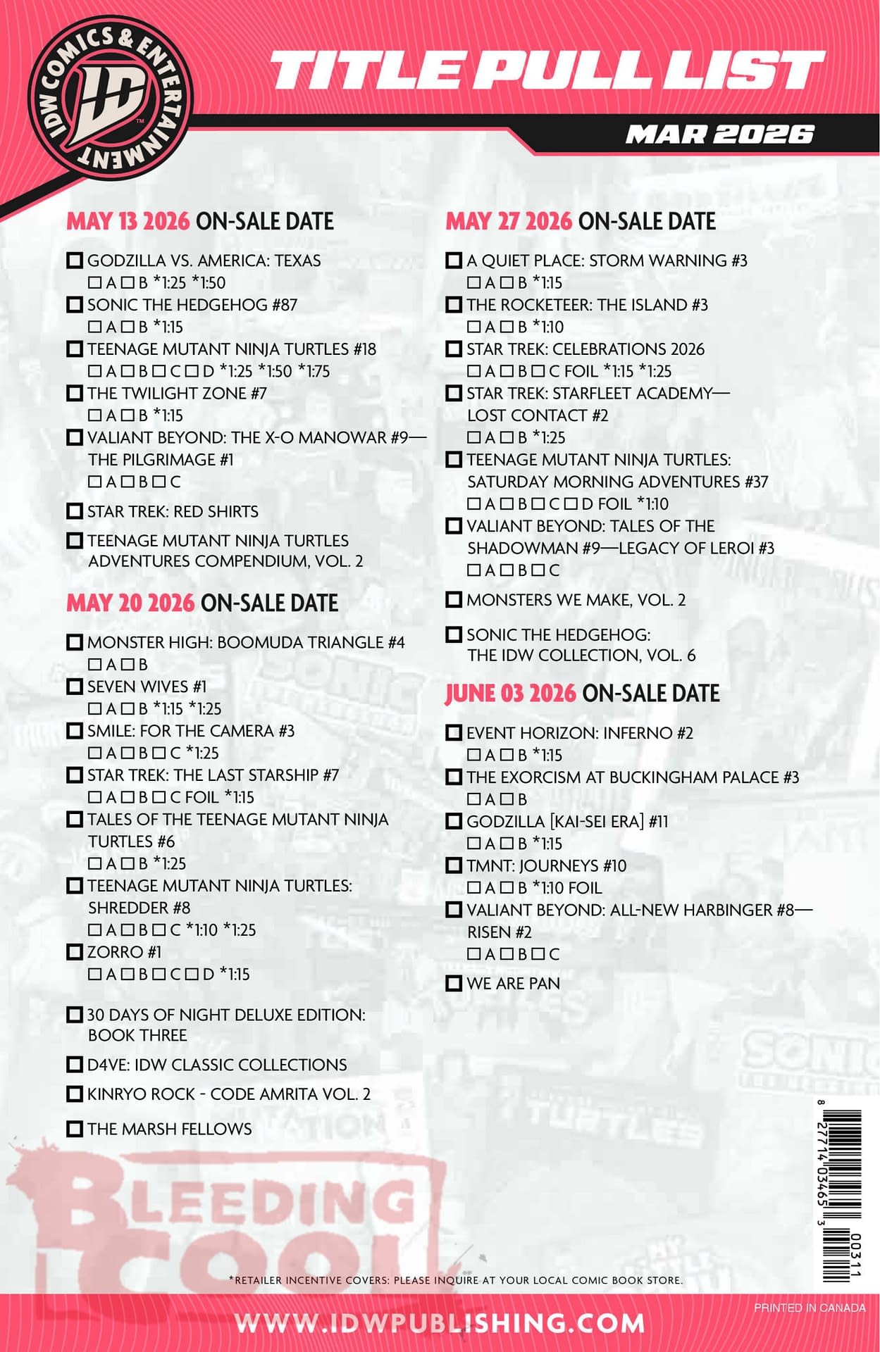 IDW Full May 2026 Solicits