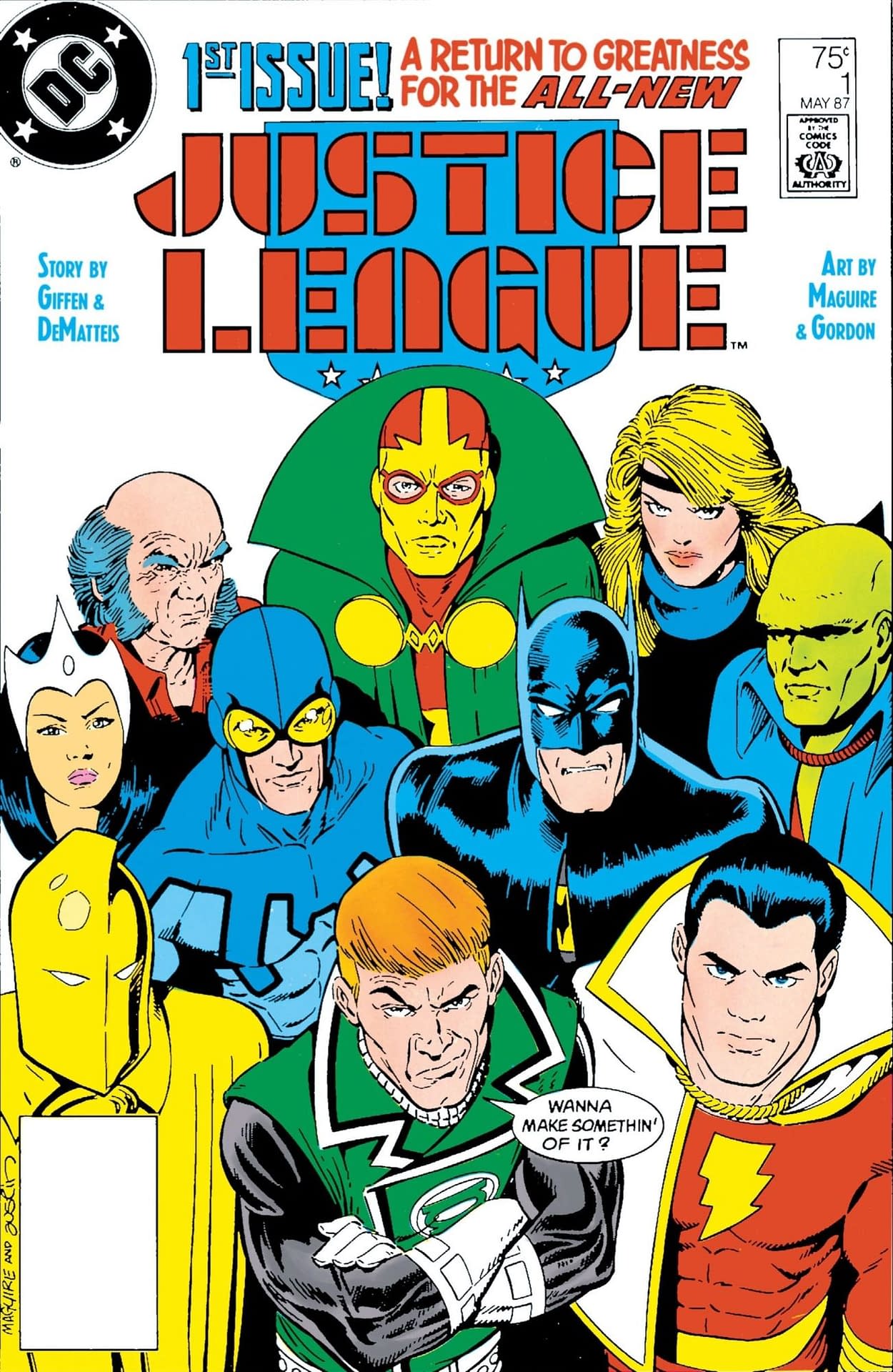 Justice League #1 cover by Kevin Maguire (1988)