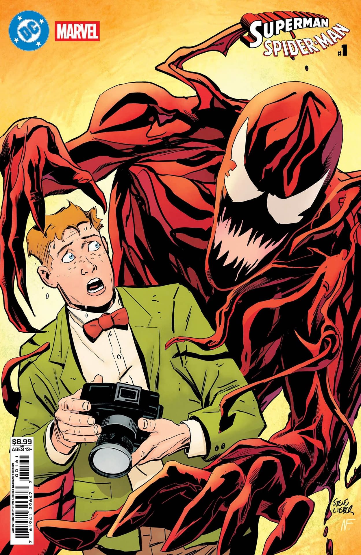Superman/Spider-Man #1 variant by Steve Lieber and Nathan Fairbairn, featuring Jimmy Olsen and Carnage