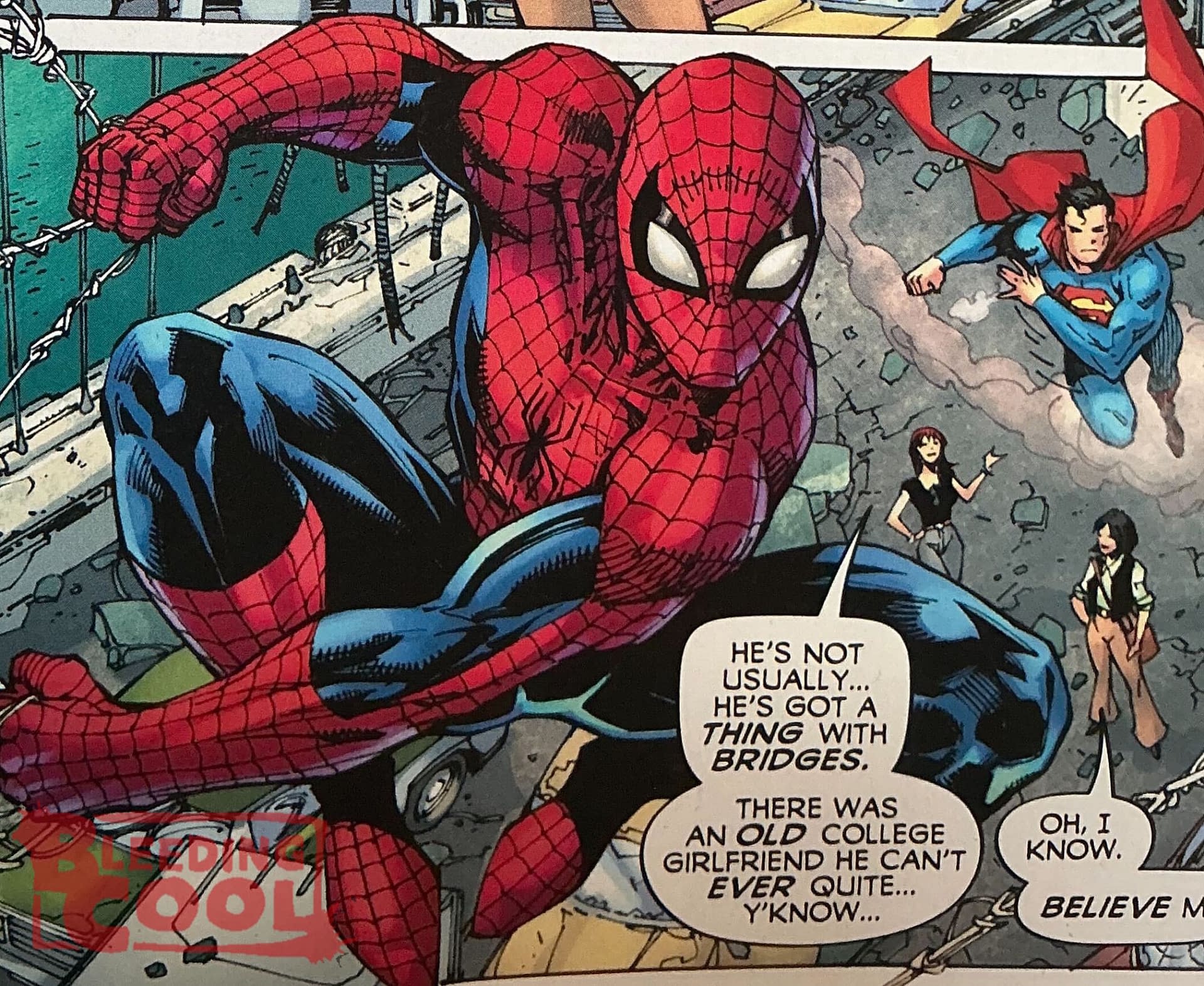 Bridges, Rubble, Lois, Mary Jane, Gwen & Lana in Superman/Spider-Man