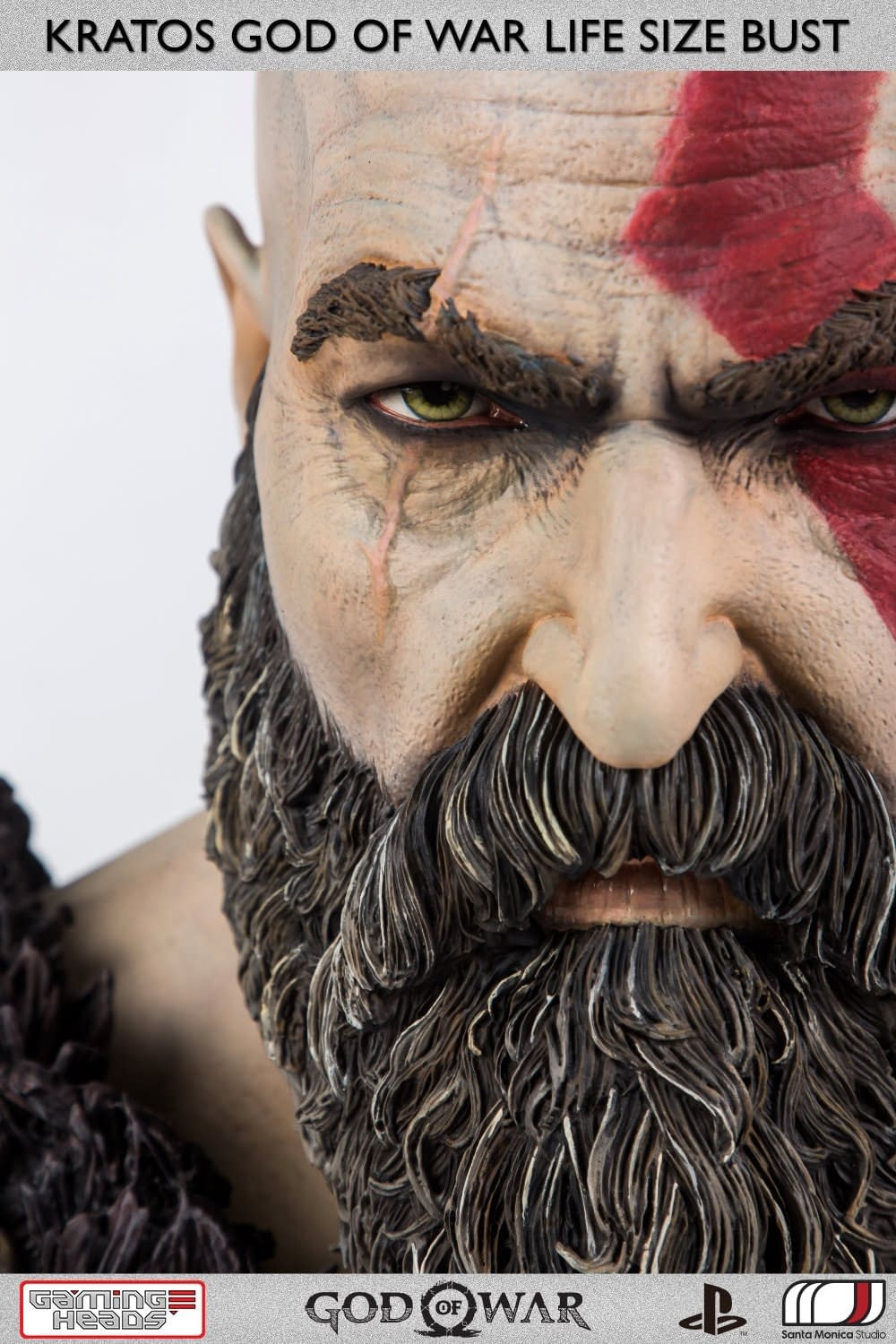 god of war kratos goes life size with gaming heads bust god of war kratos goes life size with