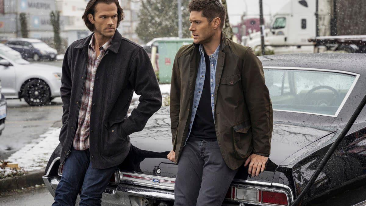 Supernatural -- "Gimme Shelter" -- Image Number: SN1515B_0248r.jpg -- Pictured (L-R): Jared Padalecki as Sam and Jensen Ackles as Dean -- Photo: Colin Bentley/The CW -- © 2020 The CW Network, LLC. All Rights Reserved.