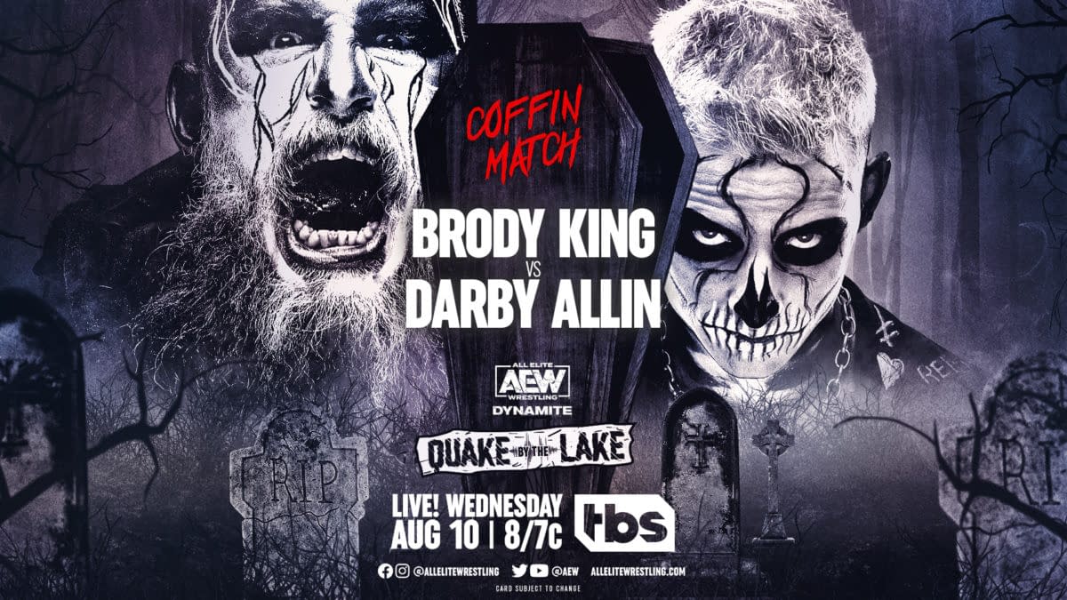 Match graphic for Darby Allin vs. Brody King Coffin Match at AEW Dynamite: Quake by the Lake