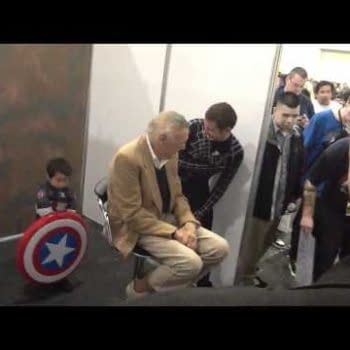 Sitting On Stan Lee's Lap At London Super Comic Convention