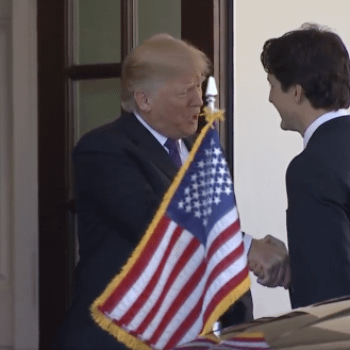 Canadian Prime Minister Justin Trudeau Wins Bill Sienkiewicz Sketch For Trump Handshake
