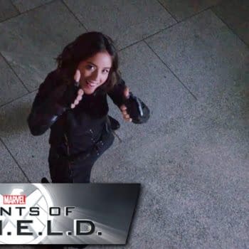 Chloe Bennet has a little fun on the set of Marvel's Agents of S.H.I.E.L.D., courtesy of ABC.