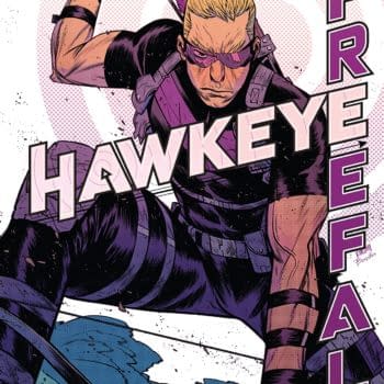 The cover to Hawkeye: Freefall #5, only available digitally due to coronavirus cost-cutting measures.