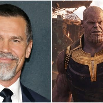 L-R: Josh Brolin at the World premiere of 'Avengers: Endgame' held at the LA Convention Center in Los Angeles, USA on April 22, 2019. Editorial credit: Tinseltown / Shutterstock.com | Thanos in Avengers: Infinity War. Credit: Marvel