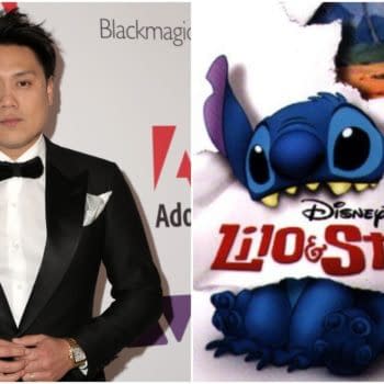 L-R: John M Chu at the 69th Annual ACE Eddie Awards at the Beverly Hilton Hotel on February 1, 2019 in Beverly Hills, CA. Editorial credit: Kathy Hutchins / Shutterstock.com | An official poster for Lilo & Stitch. Credit: Disney