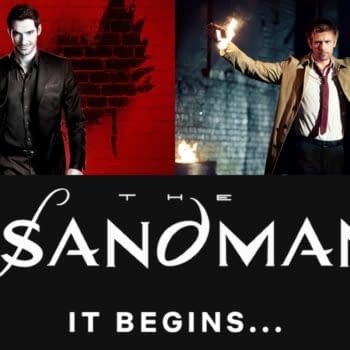 The Sandman creator Neil Gaiman clears up some Lucifer and Constantine chatter. (Images: Netflix/The CW/Netflix)