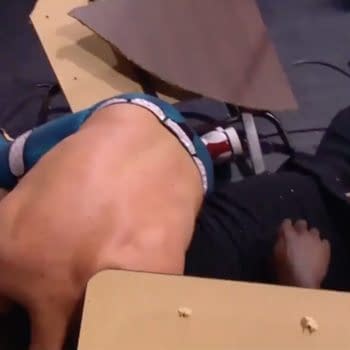From Cody Rhodes vs. Shaq on AEW Dynamite = Cody Rhodes puts NBA legend Shaquille O'Neal through a table.