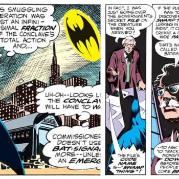 Swamp Thing #7 interior panels featuring Batman, story by Len Wein and Bernie Wrightson, DC Comics 1973.