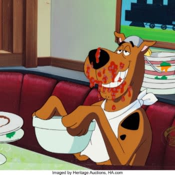 Scooby-Doo Chows Down in Production Cel Set-Up Now On Auction