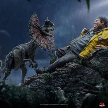 Jurassic Park Dennis Nedry Meets His End with New Iron Studios Statue