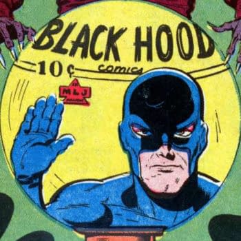Black Hood's exit from Top-Notch Comics #45 (MLJ, 1944)