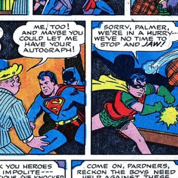 All-Funny Comics #16 featuring Superman, Batman, Robin imposters.