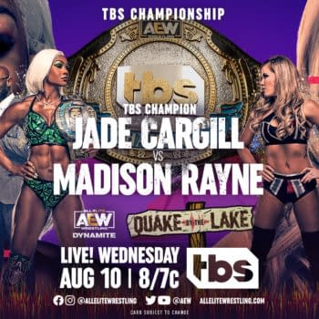 Match graphic for Jade Cargill vs. Madison Rayne TBS Championship Match at AEW Dynamite: Quake by the Lake