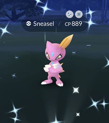 Sneasel Raid Spotlight: Boosted Shiny in Pokémon GO. Credit: Niantic