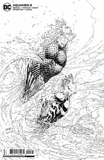 DC Comics Overships Aquamen #2 By 30% With Jim Lee Black & White Cover