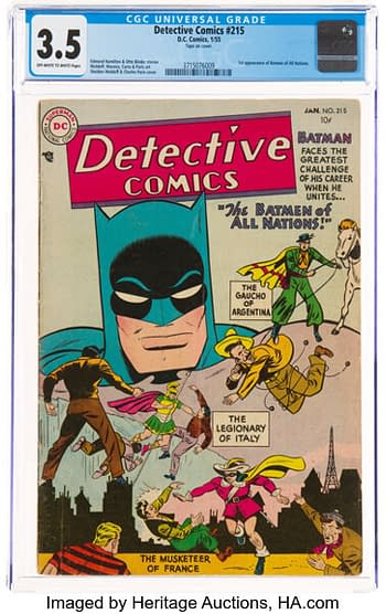 The Very First Batman Inc From 1954, Detective Comics #215 At Auction
