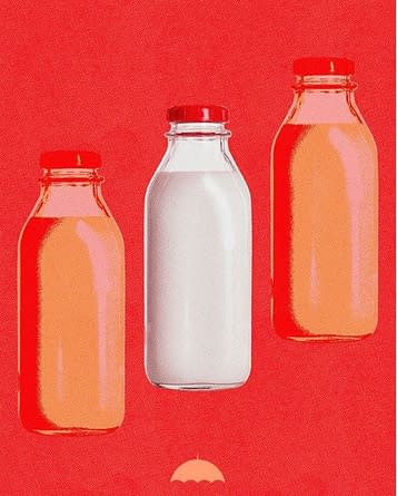 umbrella with milk bottle on top