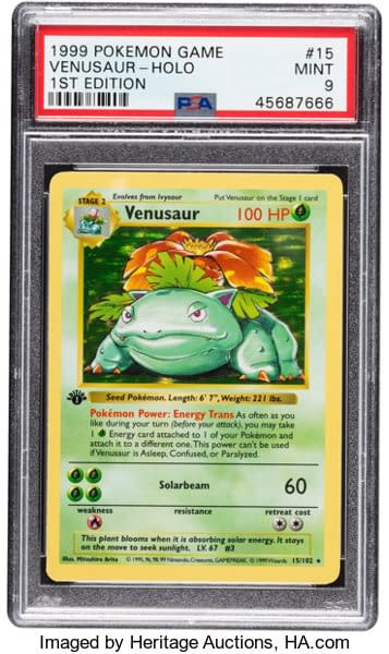 Rare 1st Edition Holographic Venusaur Pokemon Card On Auction