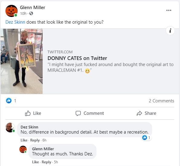 Donny Cates Did Not Buy The Original Cover Art To Miracleman #1 After All