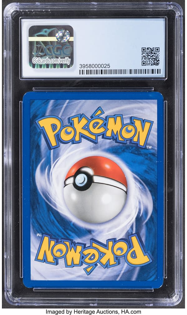 The back face of the graded 1st Edition copy of Dark Raichu from the Rocket expansion of the Pokémon TCG. Currently available at auction on Heritage Auctions' website.