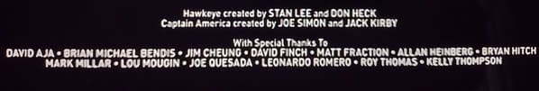 The Comic Book Creator Credits In Hawkeye Episodes One And Two