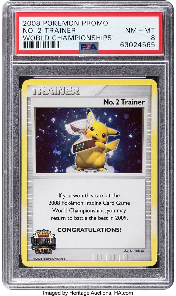 The front face of the No. 2 Trainer tournament prize card from the Pokémon TCG. Currently available at auction on Heritage Auctions' website.