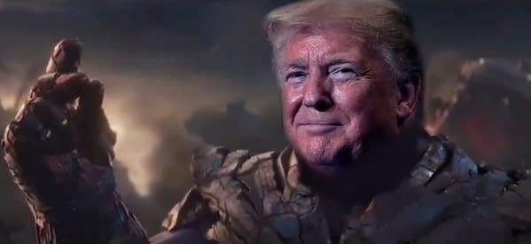 Trump Re-election Official Campaign Video Has Trump as Thanos Killing All the Democrats - of Half the Life In The Universe