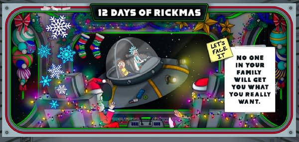 Rick and Morty and Adult Swim are kicking off the "12 Days of Rickmas" starting December 1 (Image: Adult Swim)
