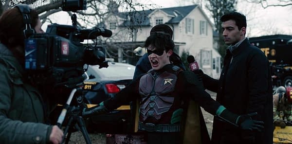 Titans star Curran Walters as Jason Todd aka Robin aka Red Hood (Image: WarnerMedia)