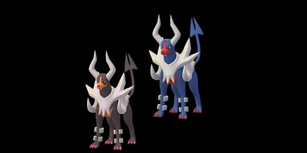 Shiny and Regular Mega Houndoom comparison in Pokémon GO. Credit: Niantic