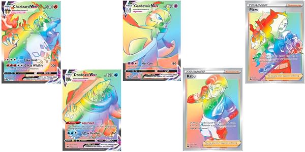 Rainbow Rare Cards of Champion's Path. Credit: Pokémon TCG