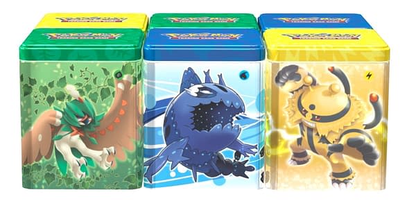 Stacking tins. Credit: Pokémon TCG Stacking tins. Credit: Pokémon TCG