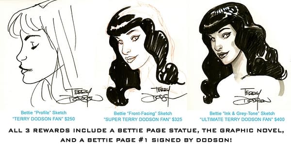 Terry Dodson Adds Original Art to the Bettie Page Statue Kickstarter