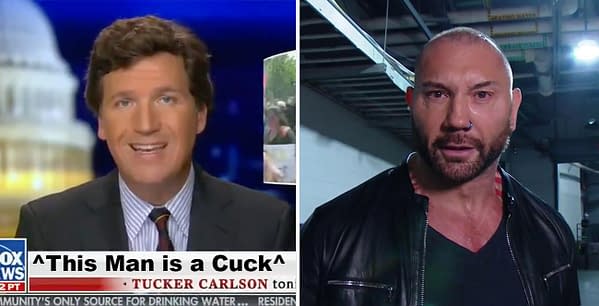 Dave Bautista is not a fan of vaccinated Fox News host Tucker Carlson