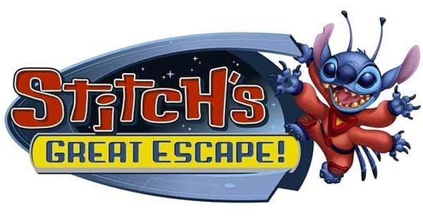 The official logo for Stitch's Great Escape attraction at the Magic Kingdom.