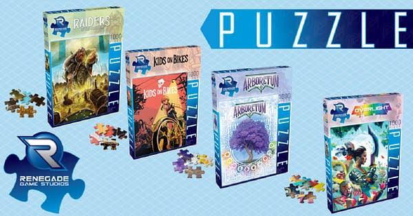 A selection of boxes featuring the puzzles of Renegade Game Studios.