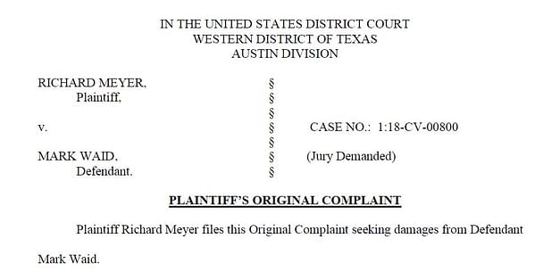 Richard Meyer Has Voluntarily Dismissed Lawsuit against Mark Waid