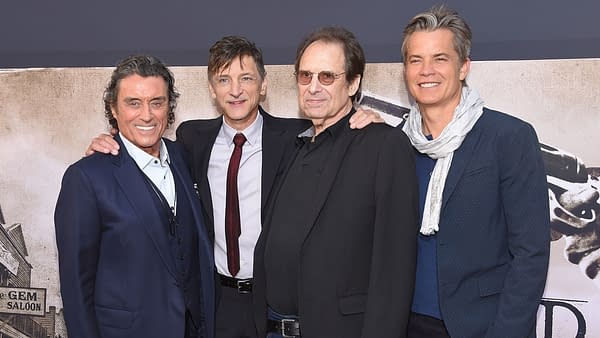 Ian McShane, John Hawkes, David Milch and Timothy Olyphant arrives for the HBO's 'Deadwood' Premiere on May 14, 2019 in Hollywood, CA