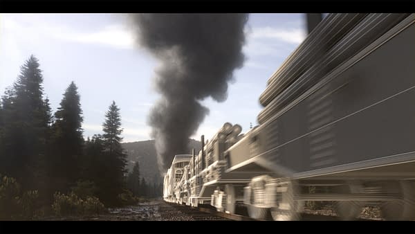 Deadwood: The Movie's opening train scene in development by FuseFX, ©2019 HBO.