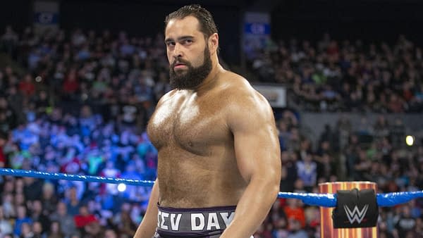 Rusev looks ready to celebrate his day, courtesy of WWE.